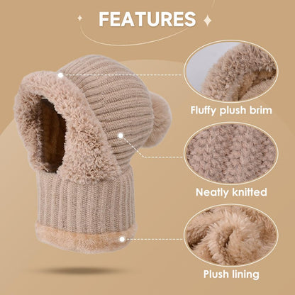 Three-in-one fleece-lined winter hood – plush brim and lining feature graphic