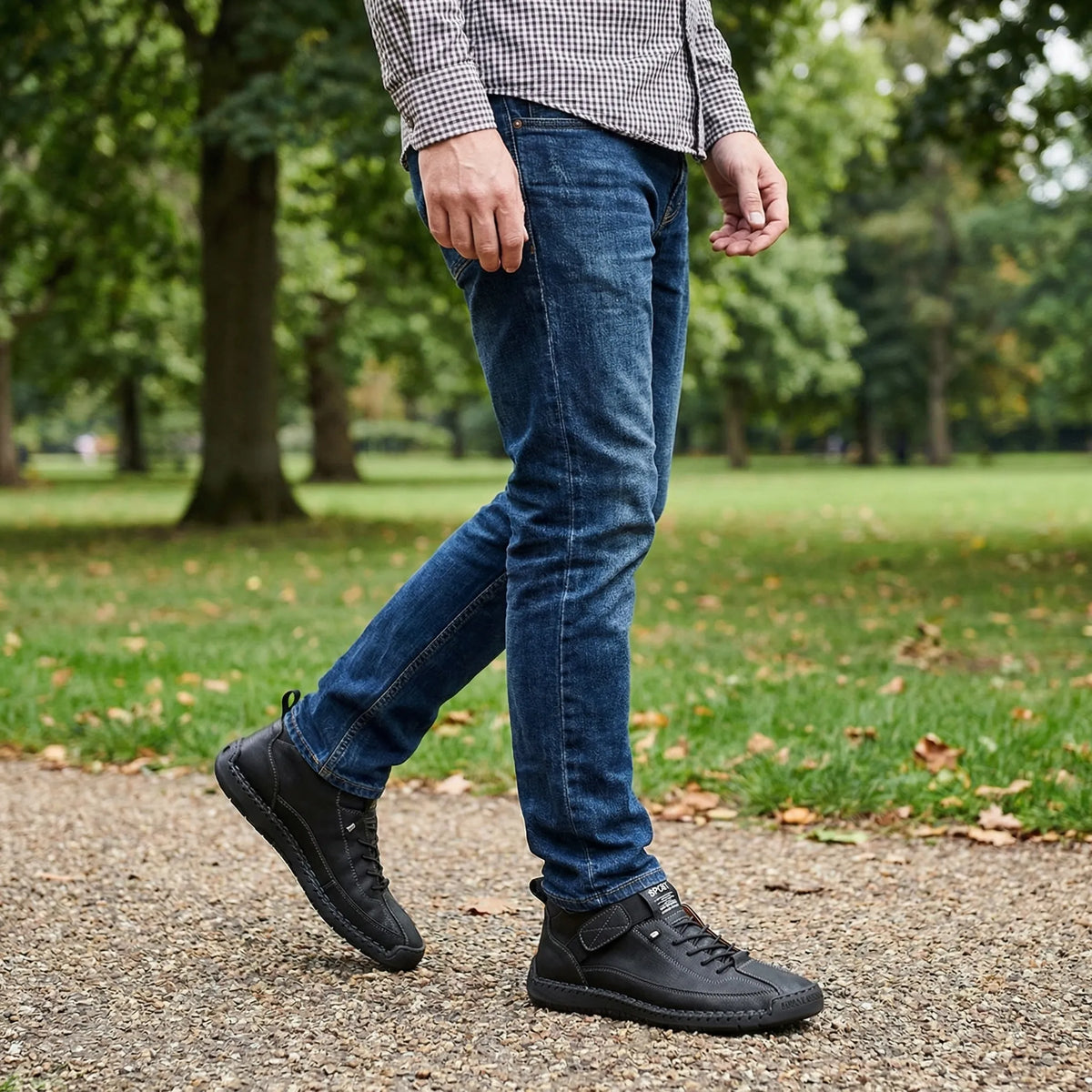 Men's wide fit leather ankle boots product view