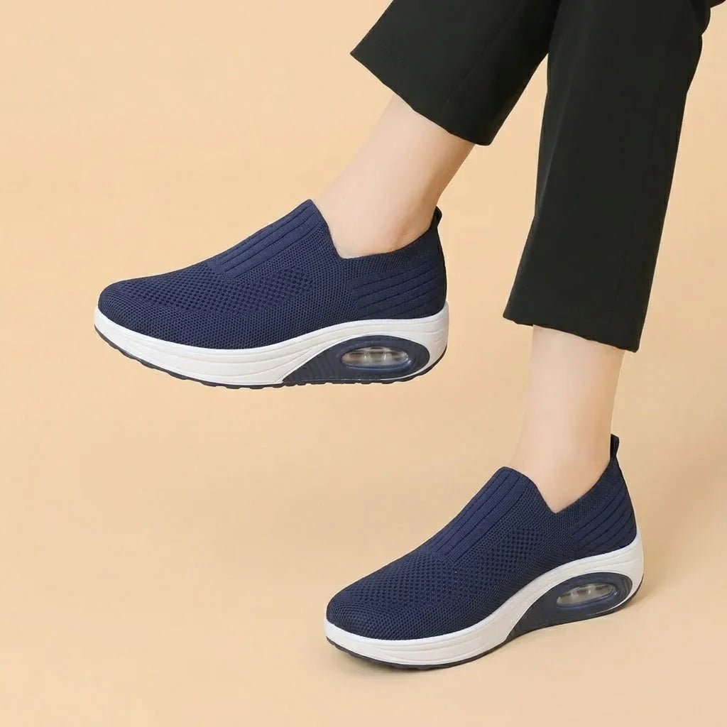 Women's walking trainers shown on foot