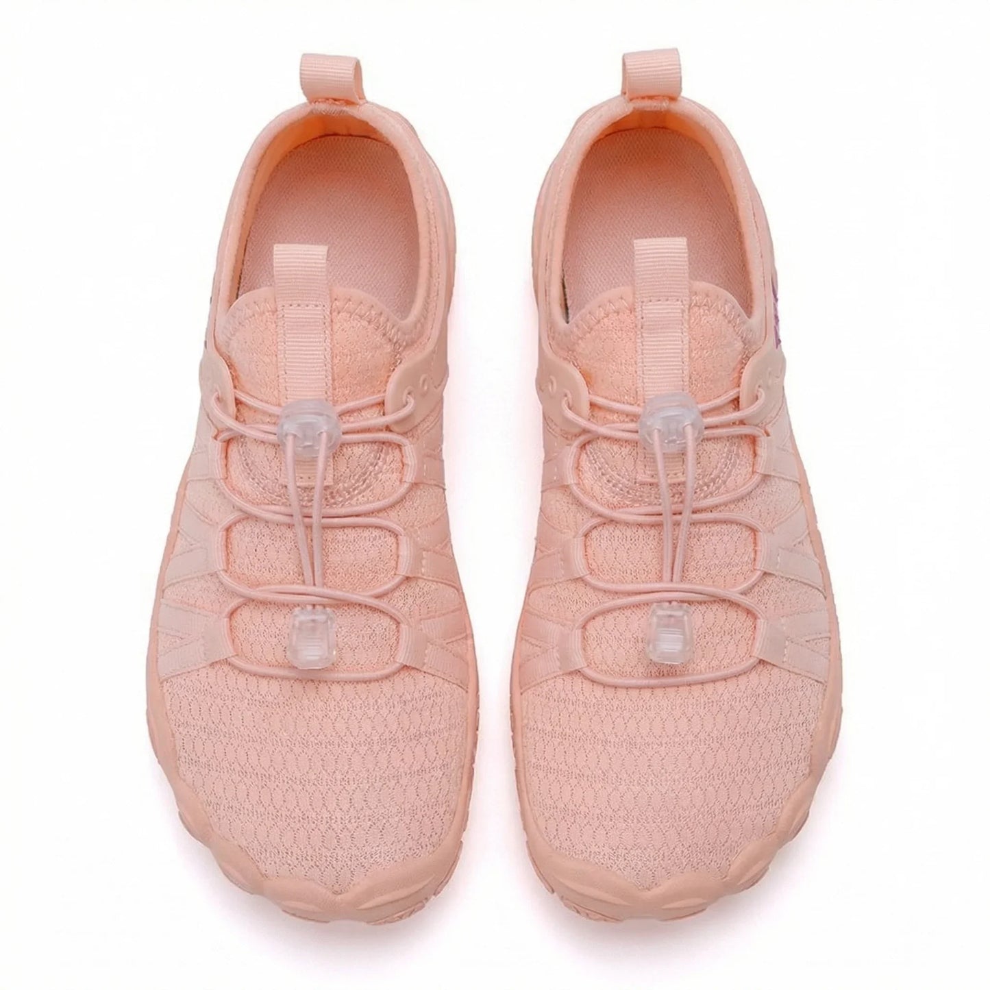 Dusty pink wide toe box shoes, top studio view