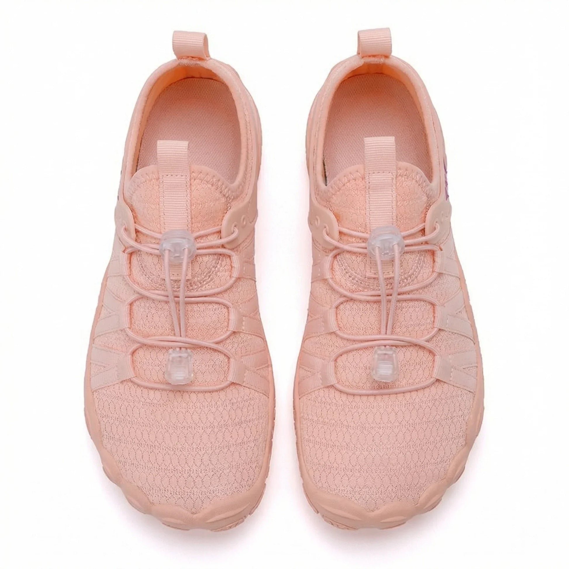 Dusty pink wide toe box shoes, top studio view