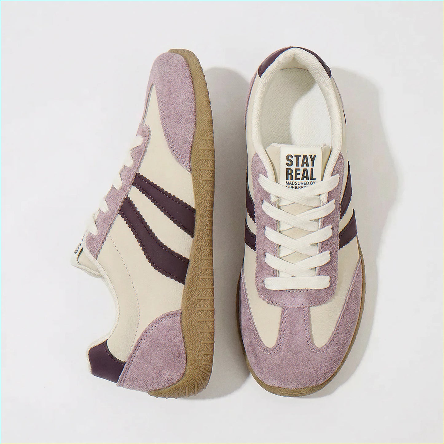 Lavender retro trainers for women, top-down pair view