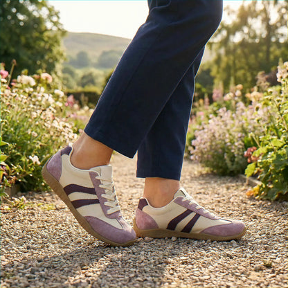 Lavender trainers for women, garden on-foot view
