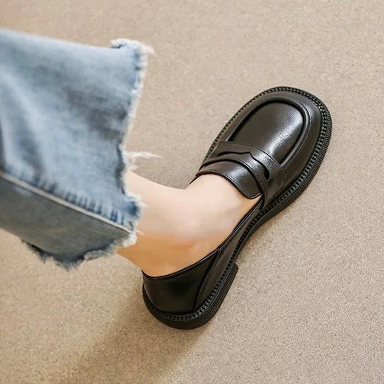 Women's chunky loafers shown on foot