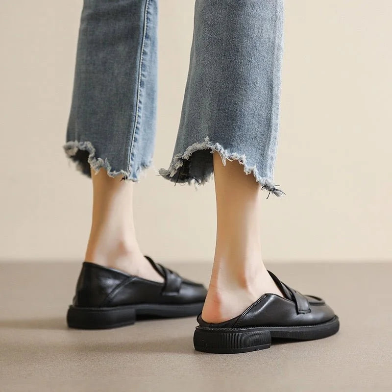 Women's chunky loafers shown on foot