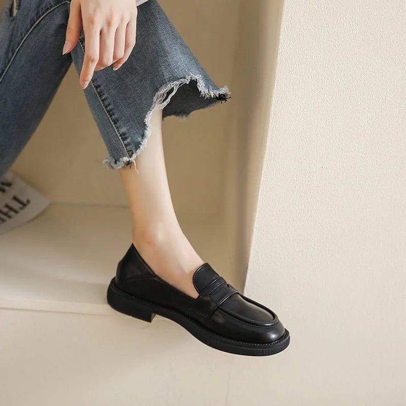 Women's chunky loafers shown on foot