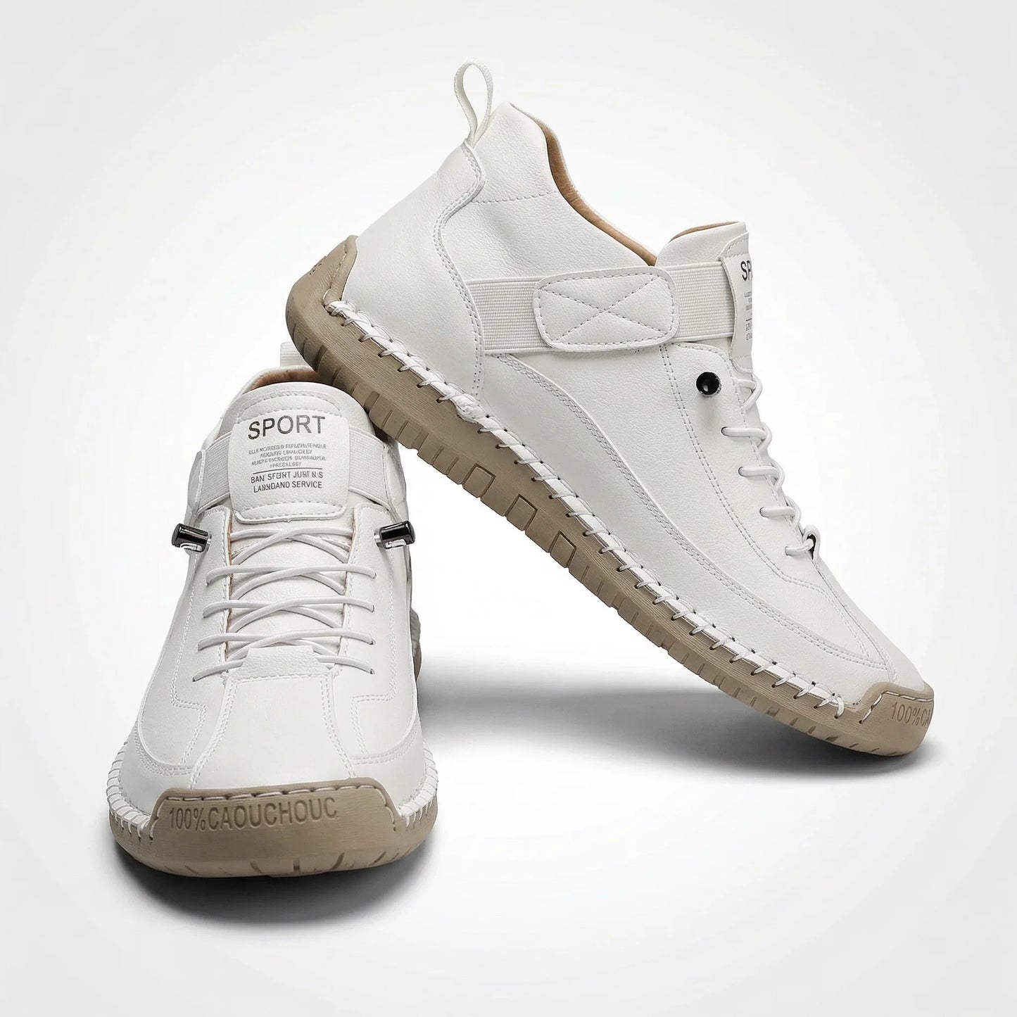 Classic white women’s wide toe box trainers with contrast stitching