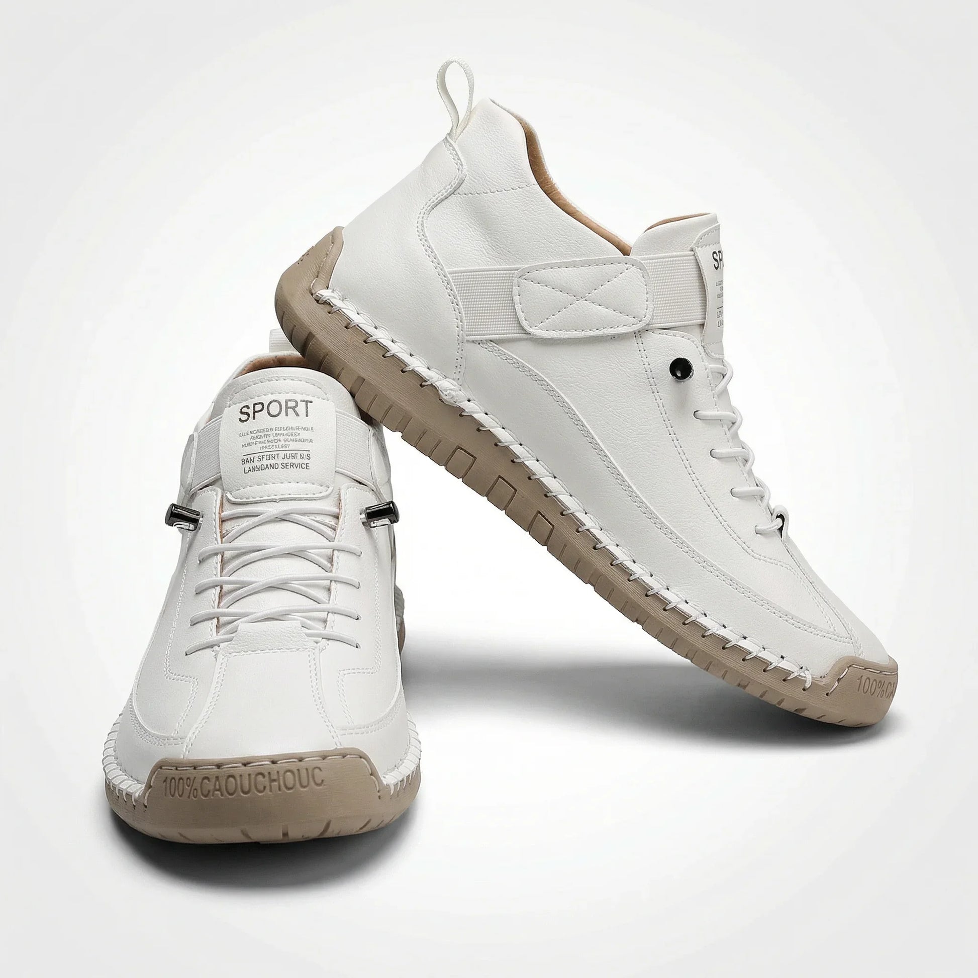Classic white women’s wide toe box trainers with contrast stitching