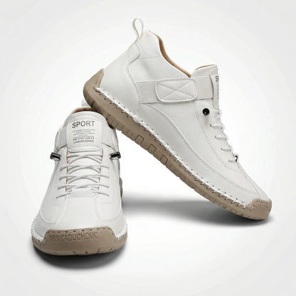 Classic white women’s wide toe box trainers with contrast stitching